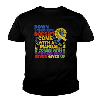 Funny Down Syndrome Yellow And Blue Ribbon Sunflower Youth T-shirt | Mazezy