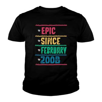 Funny Epic Since February 2008 14Th Birthday 14 Year Old Youth T-shirt - Seseable