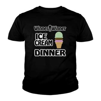 Funny Food Humor Winner Winner Ice Cream Dinner Youth T-shirt | Mazezy