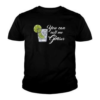 Funny Gin Tonic Quotes Call Me Ginius Youth T-shirt | Mazezy