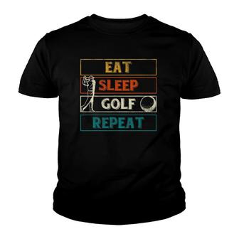 Funny Golfer Father's Day Gift Eat Sleep Golf Repeat Golf Youth T-shirt | Mazezy