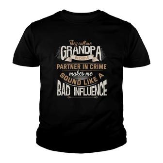 Funny Grandpa Partner In Crime Phrase Granddad Humor Youth T-shirt | Mazezy