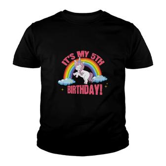 Funny It Is My Unicorn 5Th Birthday Beautiful Rainbow Color Youth T-shirt | Seseable CA