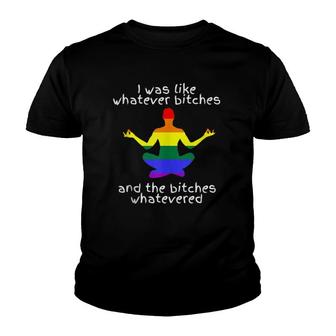 Funny Lgbqt Yoga Meditation Rainbow Gay Pride Gift Youth T-shirt | Mazezy
