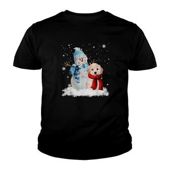 Funny Maltipoo Dog Christmas Snowman Christmas Pajama Youth T-shirt - Thegiftio UK