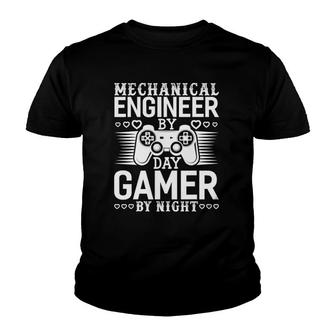 Funny Mechanical Engineer By Day Gamer By Night Gaming Youth T-shirt - Thegiftio UK