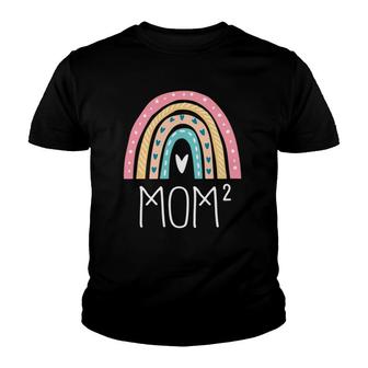 Funny Mom2 Rainbow Gifts Twin Mom Mama Of Two Youth T-shirt | Mazezy