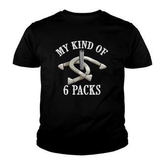 Funny My Kind Of 6 Packs Cool Horseshoe Pitching Fan Gift Youth T-shirt | Mazezy