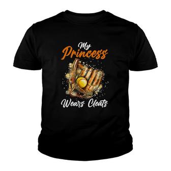 Funny My Princess Wears Cleats Softball Player Moms Dads Youth T-shirt | Mazezy