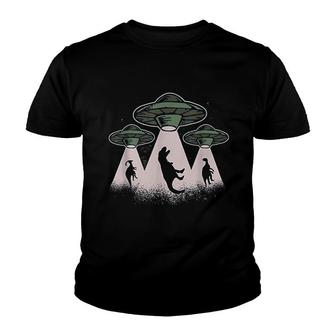Funny Nerd Abducting Dinosaurs Youth T-shirt | Mazezy