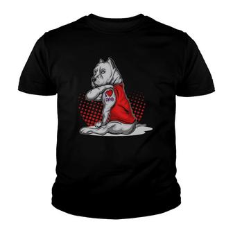 Funny Pitbull I Heart Mom Pitbull Lover Dog Owner Love Mom Youth T-shirt | Mazezy