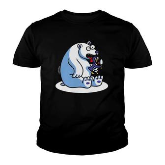 Funny Polar Bear Penguin Ice Cream Youth T-shirt | Mazezy