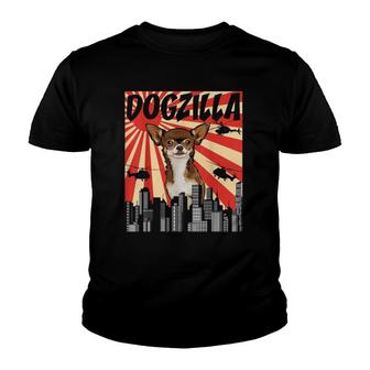 Funny Retro Japanese Dogzilla Brown Chihuahua Youth T-shirt | Mazezy
