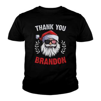 Funny Santa Sunglasses American Flag Thank You Brandon Youth T-shirt | Mazezy