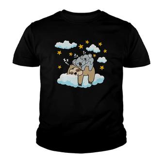 Funny Sleeping Sloth With Koala Mama Bear Napping Pajamas Youth T-shirt | Mazezy