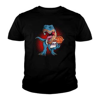 Funny T Rex Playing Basketball - T Rex Basketball Lovers Youth T-shirt - Thegiftio UK