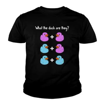 Funny Twin Gender Reveal Gift For Dad Mom Cool What The Duck Youth T-shirt | Mazezy