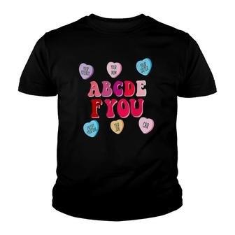 Funny Valentine's Day Hearts Abcdefu Women Men Valentine Youth T-shirt | Mazezy
