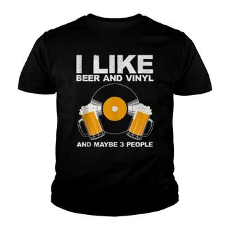 Funny Vinyl Record Beer Design Vinyl Records Youth T-shirt | Mazezy
