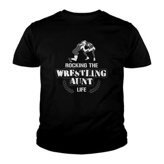 Funny Wrestling Aunt Wrestler Season Humor Gag Novelty Gift Youth T-shirt | Mazezy