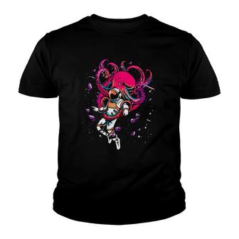 Galaxy Birthday Kraken Astronaut Space Octopus Youth T-shirt | Mazezy