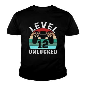 Gamer 12Th Birthday Funny Level 12 Unlocked Youth T-shirt - Seseable