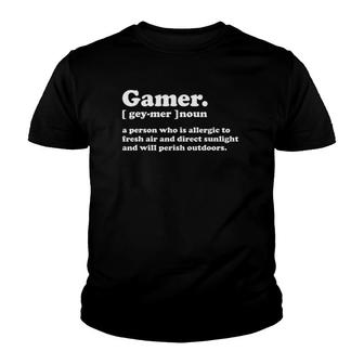Gamer Definition Funny Gaming Video Game Youth T-shirt | Mazezy