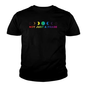 Gay Pride Moon Not Just A Phase Rainbow Lunar Cycle Youth T-shirt | Mazezy UK