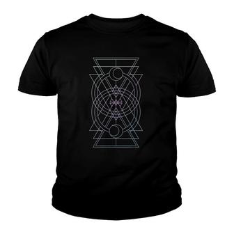 Geometric Shapes Purple To Blue Gradient Graphic Youth T-shirt | Mazezy
