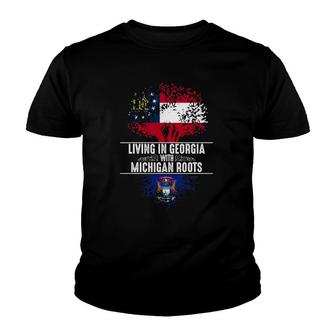 Georgia Home Michigan Roots State Tree Flag Love Gift Youth T-shirt | Mazezy