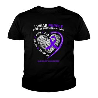 Gifts Mother In Law Purple Mom Alzheimer's Awareness Youth T-shirt | Mazezy