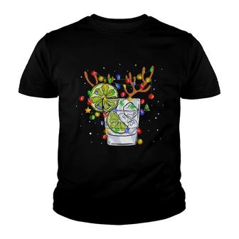 Gin Reindeer Christmas Drinking Matching Family Youth T-shirt | Mazezy