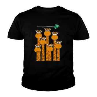 Giraffe Bird Animals Cute Wildlife Safari Gift Youth T-shirt | Mazezy