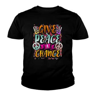 Give Peace A Chance Flower Power Hippie Retro 60S 70S Youth T-shirt | Mazezy