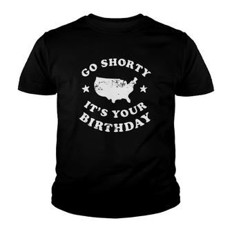 Go Shorty It's Your Birthday Vintage American Map 4Th Of July Party Youth T-shirt | Mazezy