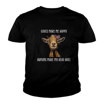 Goats Make Me Happy Goat Lover Youth T-shirt | Mazezy