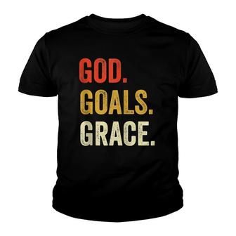 God Goals Grace Christian Workout Fitness Gym Gift Youth T-shirt | Mazezy