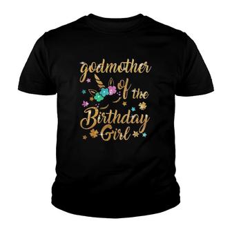 Godmother Of The Birthday Girl Mommy Mother Gift Unicorn Youth T-shirt | Mazezy UK