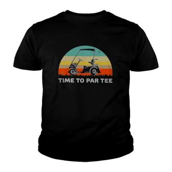 Golf Cart Golfing Golfer Time To Par Tee Pun Vintage Retro Youth T-shirt | Mazezy