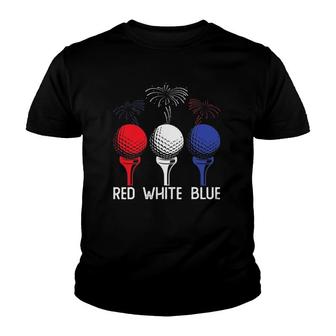 Golf Red White Blue Us Flag Patriotic 4Th Of July Youth T-shirt | Mazezy