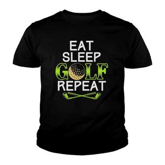 Golfing Sports Funny Golfer Gift Eat Sleep Golf Repeat Golf Youth T-shirt | Mazezy