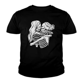 Gothic Alt Clothing Female Kissing Skulls Mall Goth Clothing Youth T-shirt - Thegiftio UK