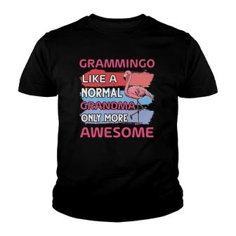 Grammingo Like A Normal Grandma Only More Awesome Grandmother Flamingo Lover Youth T-shirt | Mazezy