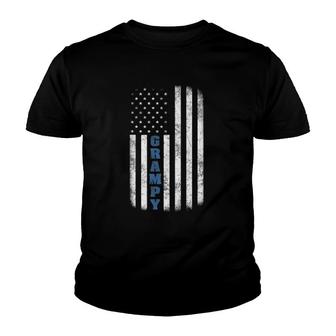 Grampy American Flag Tee Father's Day Grandpa Gift Youth T-shirt | Mazezy