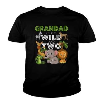 Grandad Of The Wild Two Zoo Birthday Safari Jungle Animal Youth T-shirt | Mazezy