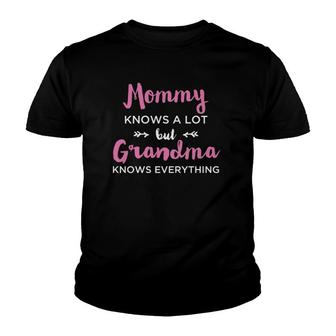 Grandma Knows Everything Funny Grandmother Youth T-shirt | Mazezy