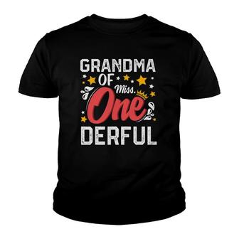 Grandma Of Miss Onederful First 1St Birthday Little Girl Youth T-shirt | Mazezy