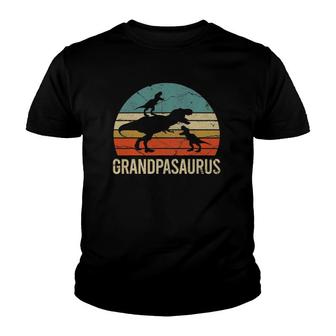 Grandpa Dinosaur Gift Funny Grandpasaurus 2 Two Grandkids Youth T-shirt | Mazezy