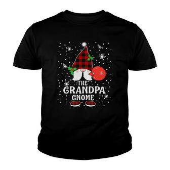 Grandpa Gnome Buffalo Plaid Matching Family Christmas Pajama Youth T-shirt | Mazezy