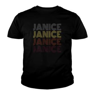 Graphic 365 First Name Janice Retro Pattern Vintage Style Youth T-shirt | Mazezy
